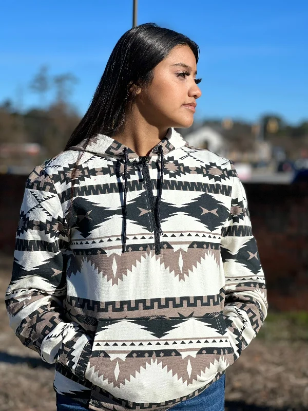 Formal JacketsRock&Roll Womens Panhandle Natural Printed Aztec Knit Hoodie