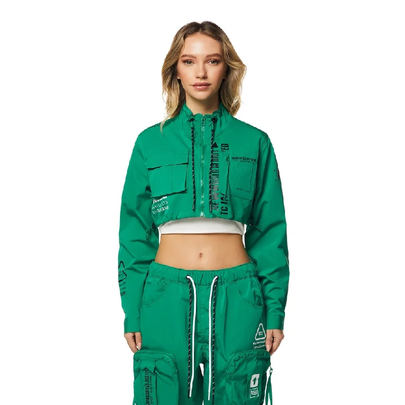 Thermal JacketsCropped Utility Full Zip Jacket - Kelly Green