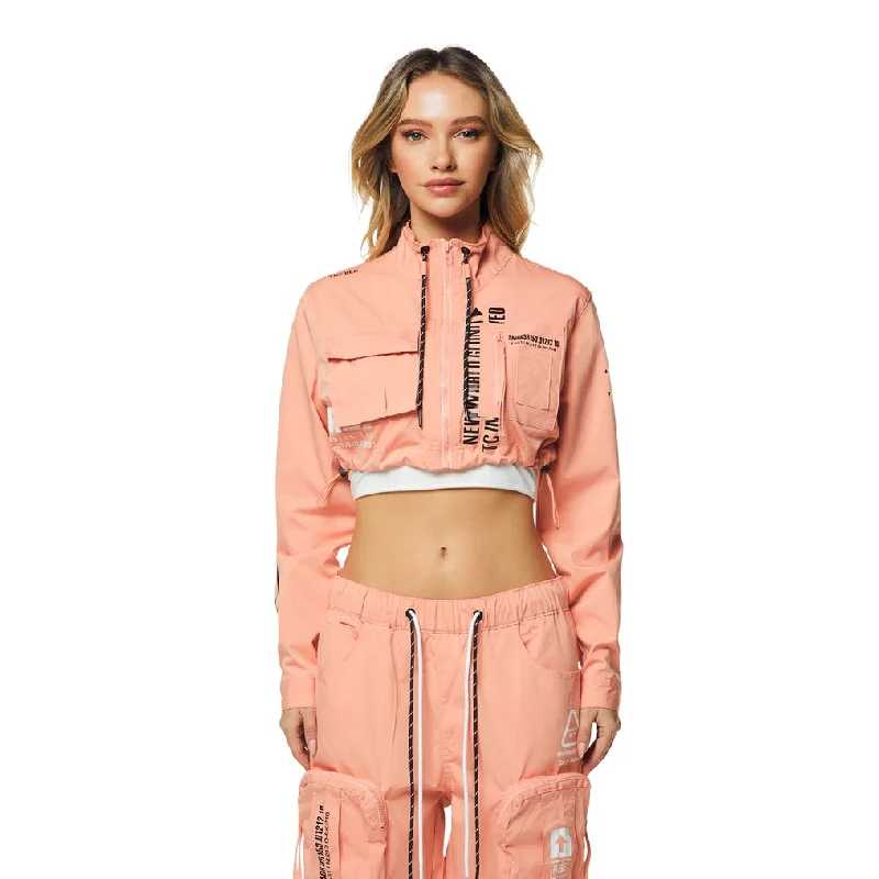 Retro JacketsCropped Utility Full Zip Jacket - Sand Coral