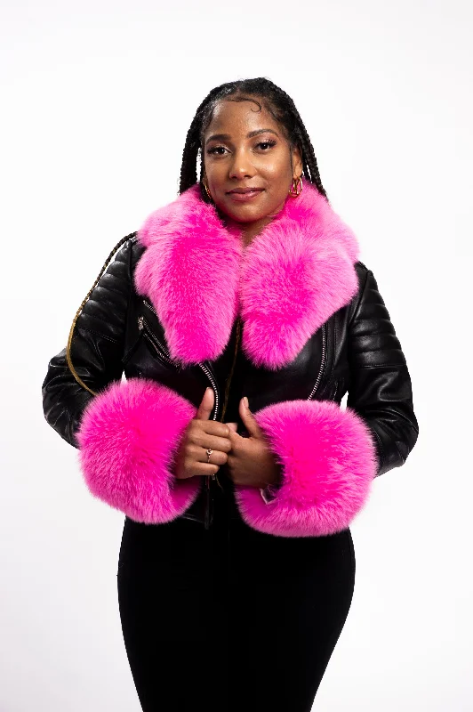 Snowboard JacketsWomen's Jay Biker Full Fox Collar And Cuff [Black/Hot Pink]