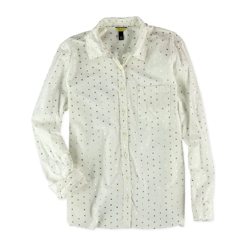 Asymmetrical ShirtsAeropostale Womens Gold Dot Button Up Shirt, Off-White, Small