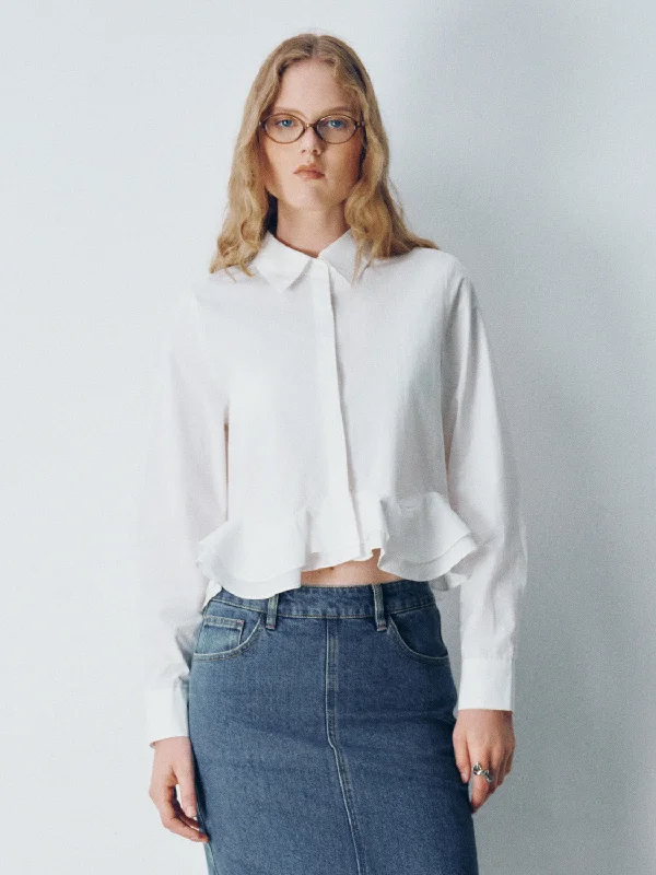 Organic Cotton ShirtsBubble Hem Straight Shirt