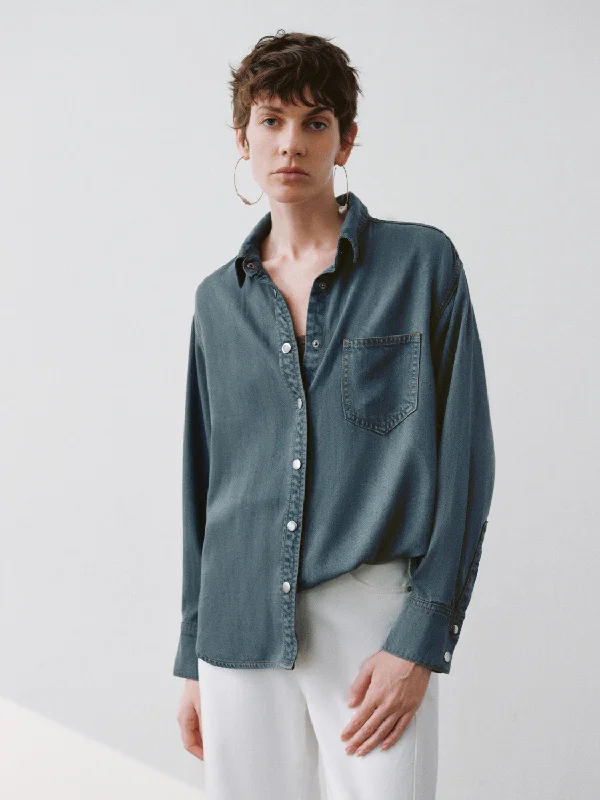 Painted ShirtsButton Up Loose Denim Shirt