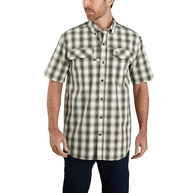 Embellished ShirtsForce Men'S Relaxed-Fit Lightweight SS Button-Front Plaid Shirt (Moss)