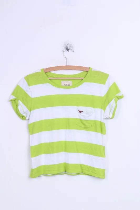 Pocket ShirtsHOLLISTER California Womens M Shirt Striped Green Cotton