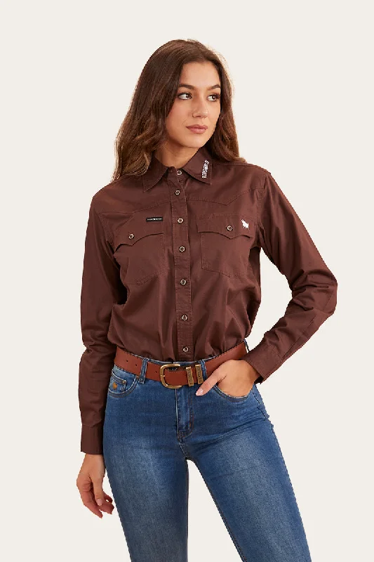 Fishing ShirtsLambert Womens Full Button Work Shirt - Chocolate