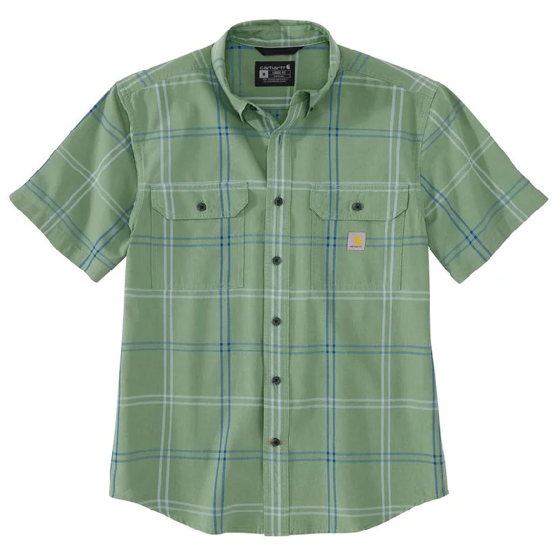 Velvet ShirtsLoose Fit Midweight Short-Sleeved Plaid Shirt - Loden Frost