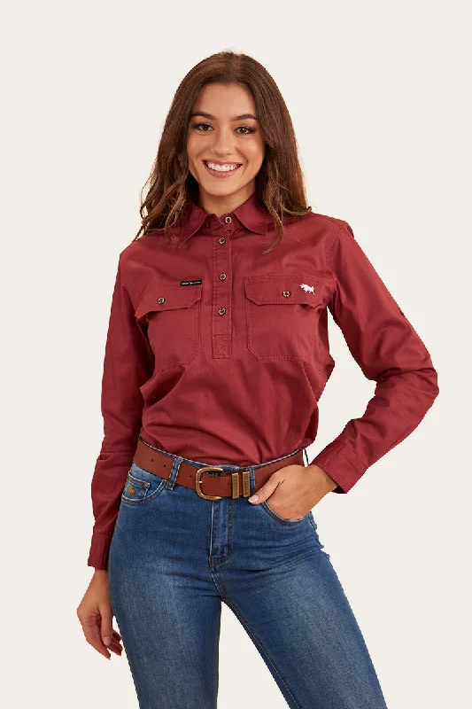 Linen ShirtsPentecost River Womens Half Button Work Shirt - Cedar