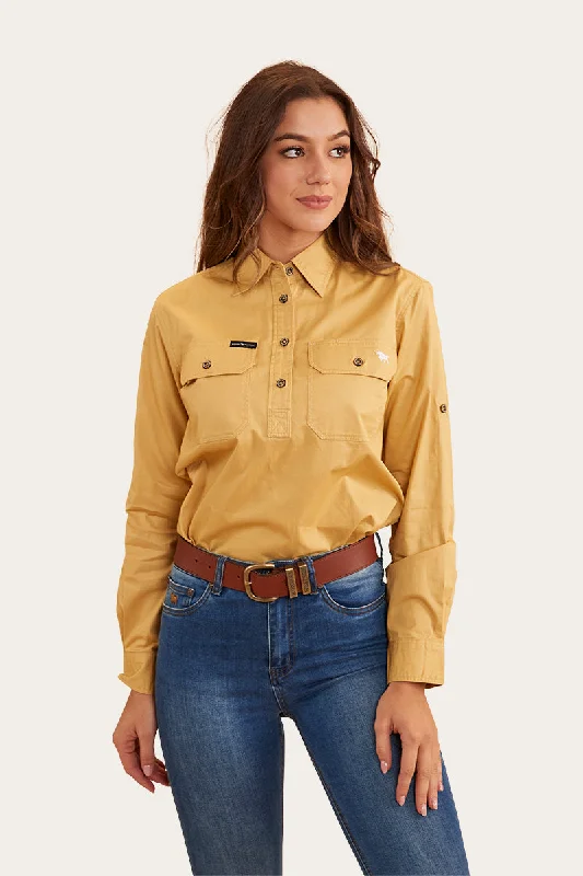 Wrap ShirtsPentecost River Womens Half Button Work Shirt - Vintage Gold