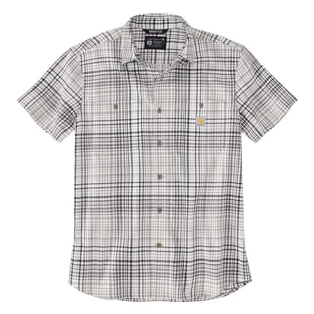 Denim ShirtsRugged Flex Relaxed Fit Lightweight Short-Sleeved Plaid Shirt, Asphalt