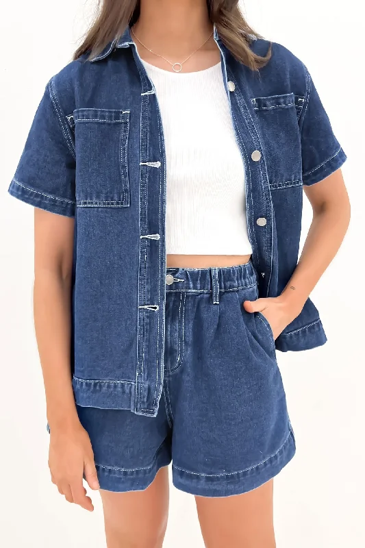 Asymmetrical ShirtsSerina Denim Shirt Dark Blue