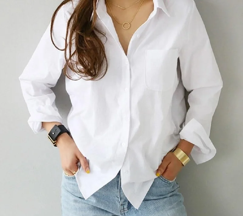 Festival ShirtsWomen White Blouse | Turn-Down Collar Shirt | Women White Shirt | Office Shirt | Women Casual Shirt | Long Sleeve Shirt | Women Formal Shirt