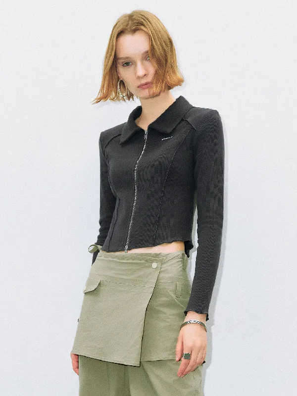 Outdoor ShirtsZipper Front Skinny Knitted Shirt