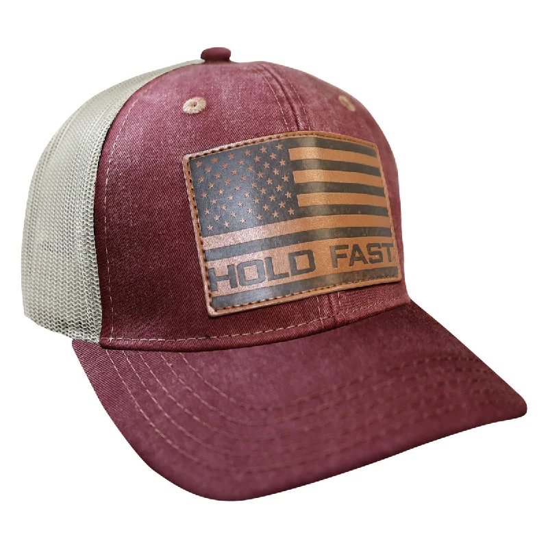 Tie-Dye T-ShirtsHOLD FAST Mens Cap Flag Burgundy Leather