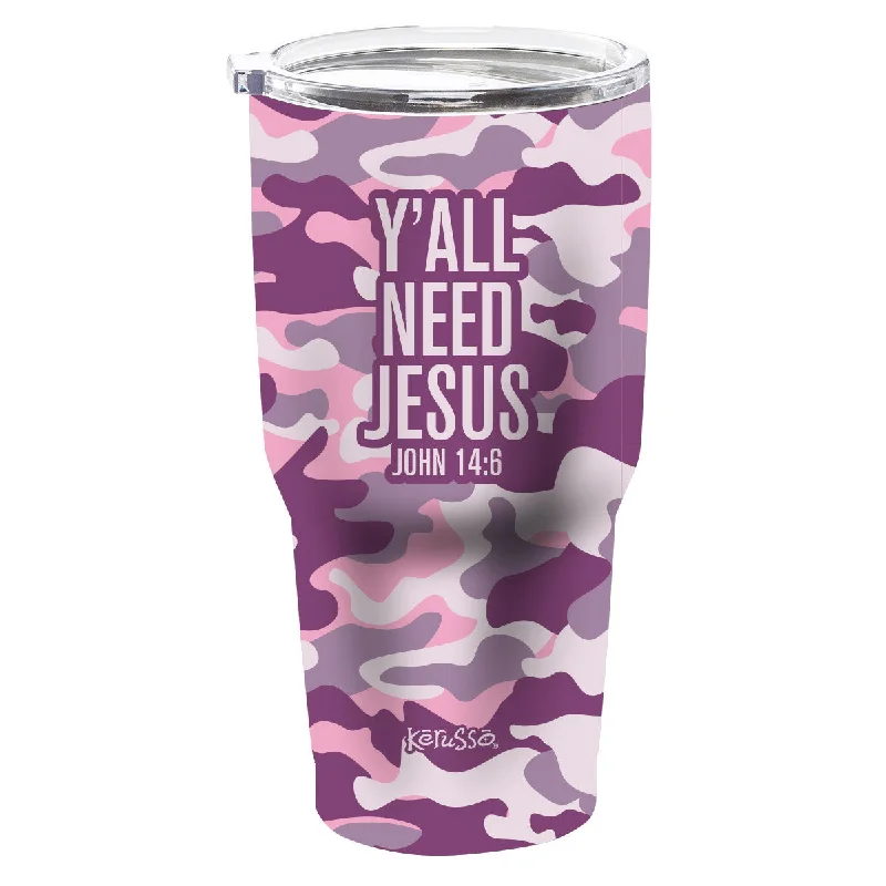 Thermal T-ShirtsKerusso Y'all Need Jesus 30 oz Stainless Steel Tumbler