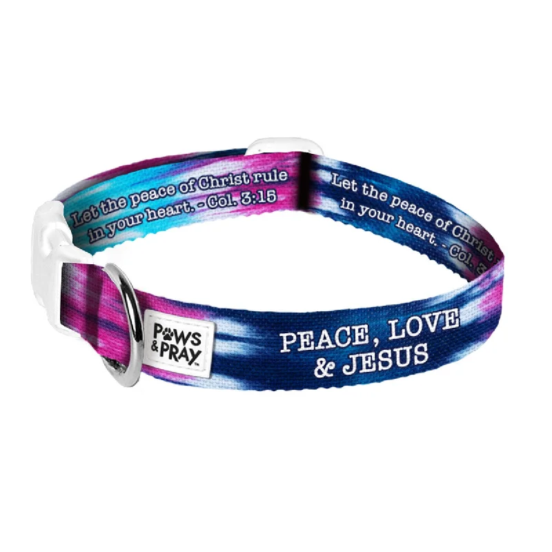 Hiking T-ShirtsPaws & Pray Peace Love Jesus Pet Collar