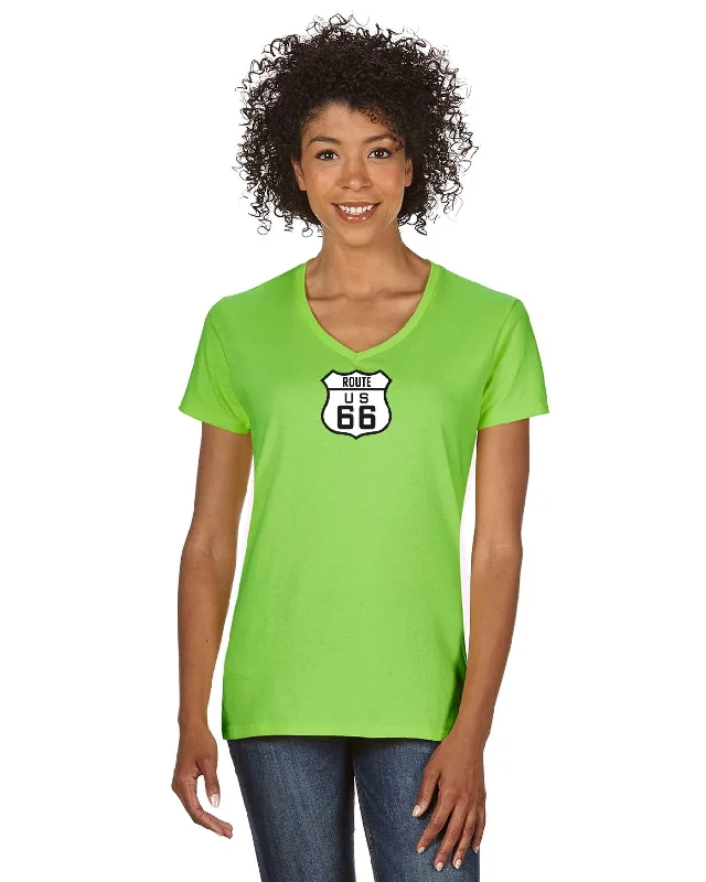 Silk T-ShirtsROUTE 66 Ladies Short sleeve V-neck T-shirt