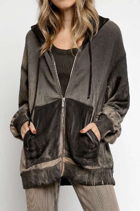 Reflective HoodiesBrooklyn Oversized Zip Hoodie in Fossil Mix