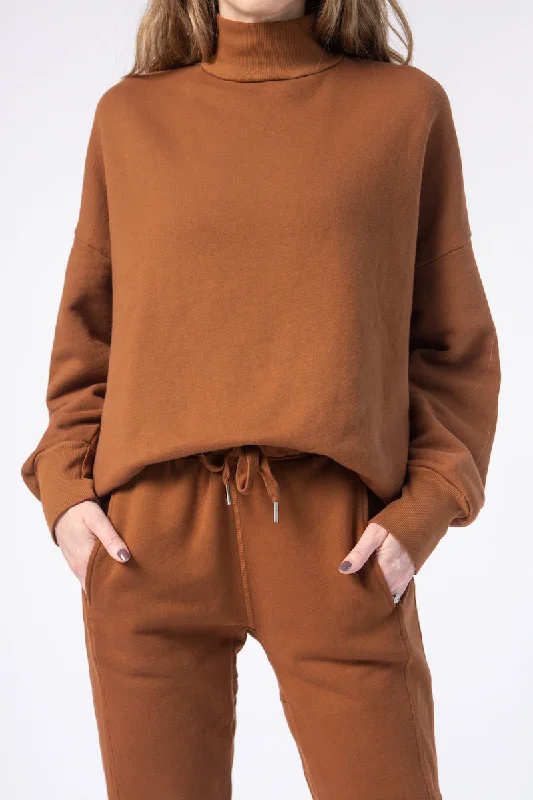 Designer SweatshirtsCleo Mock Neck Sweatshirt in Chestnut