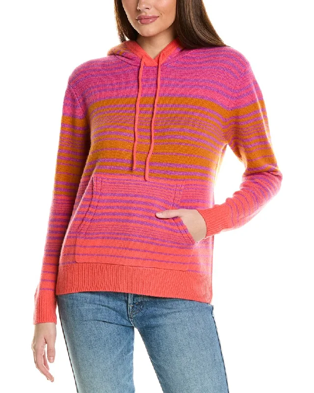 Asymmetrical HoodiesCollaboration Alicia Striped Cashmere Hoodie