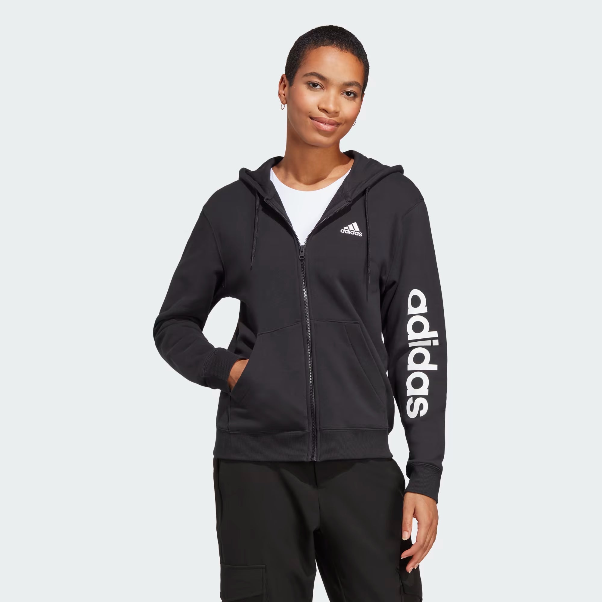 Hiking HoodiesAdidas Essentials Linear Full-Zip French Terry Hoodie - Women