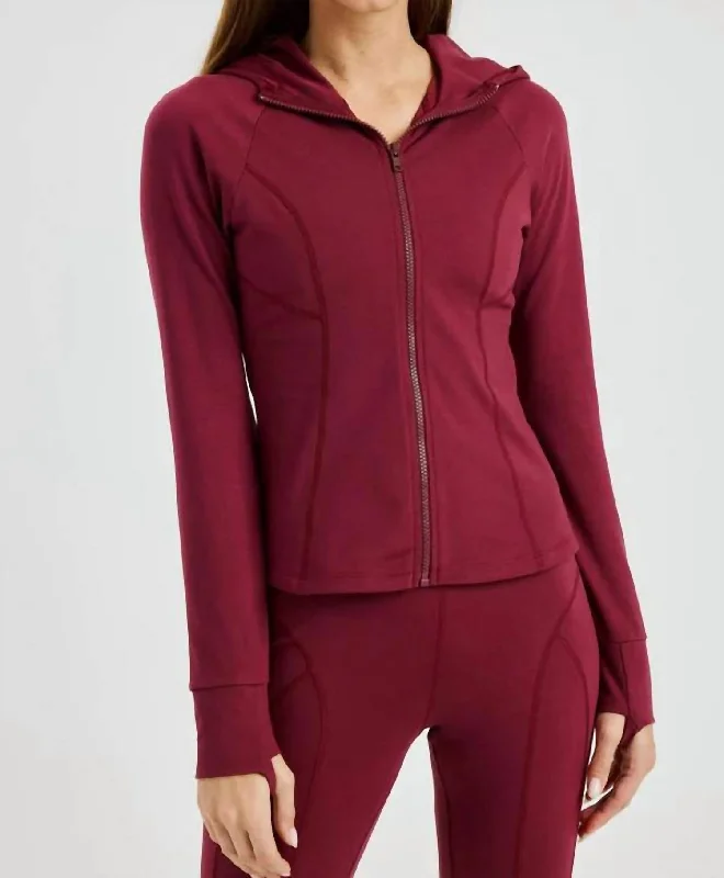 Sequined HoodiesNight Rider Zip Hoodie In Dark Cherry