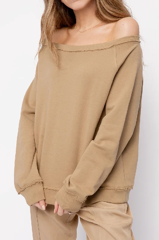 Lounge HoodiesOff The Shoulder Sweatshirt in Dune