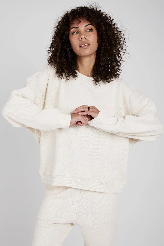 Fringed HoodiesRomy Classic Sweatshirt in Gardenia