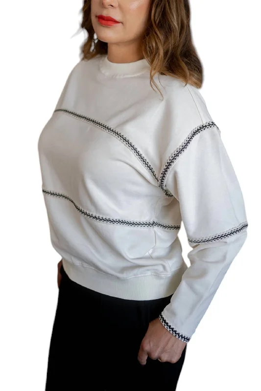 Hooded SweatshirtsSweatshirt Crochet Stripes In Cream And  Black