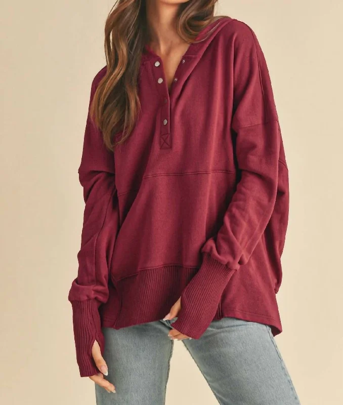 Sleep HoodiesVivi Pullover Hoodie In Bordeaux