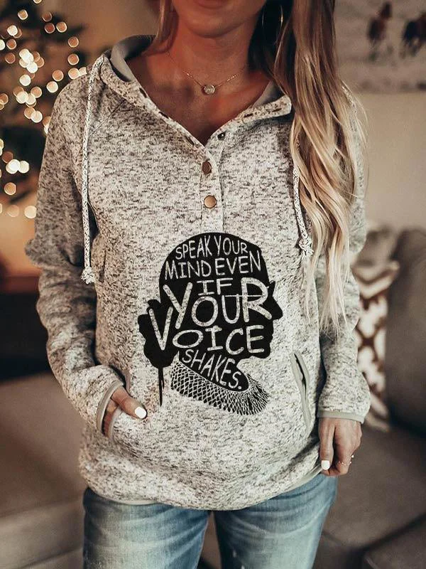 Layered SweatshirtsWomens Portrait Print Hooded Sweatshirt