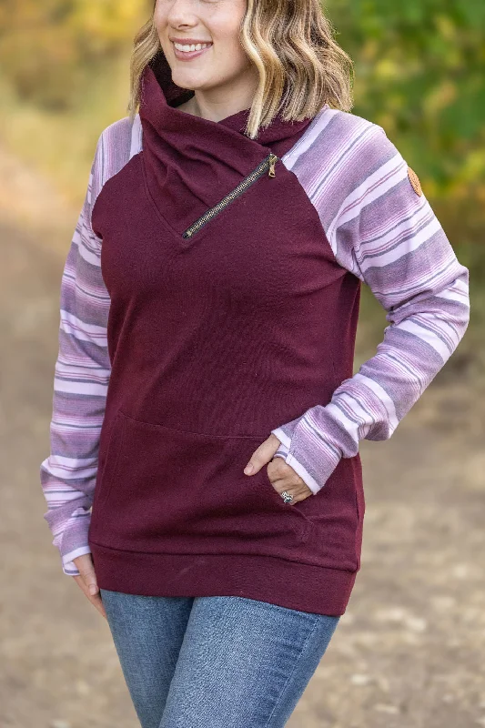 Wool Blend SweatshirtsClassic Zoey ZipCowl Sweatshirt - Berry Serape by Michelle Mae