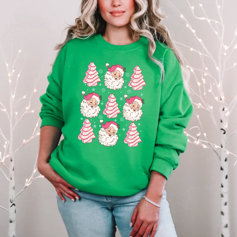 Patchwork SweatshirtsChristmas Cake Santa Graphic Sweatshirt