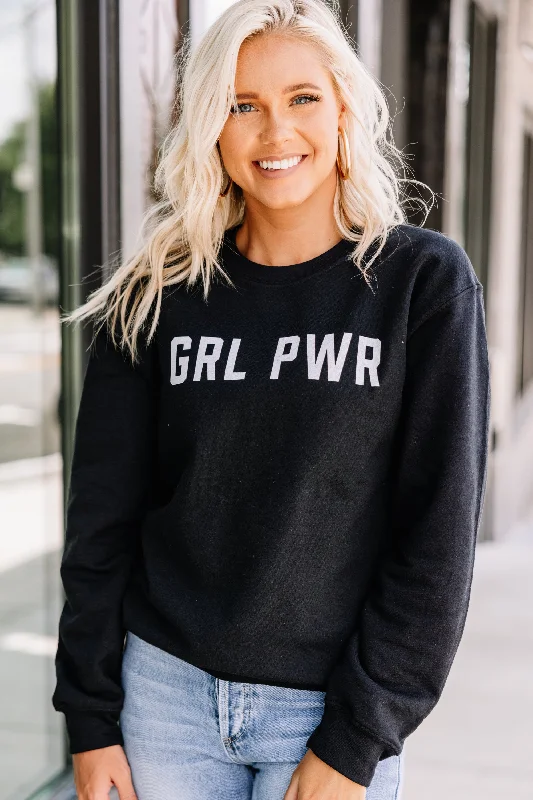 Striped SweatshirtsGrl Power Black Graphic Sweatshirt