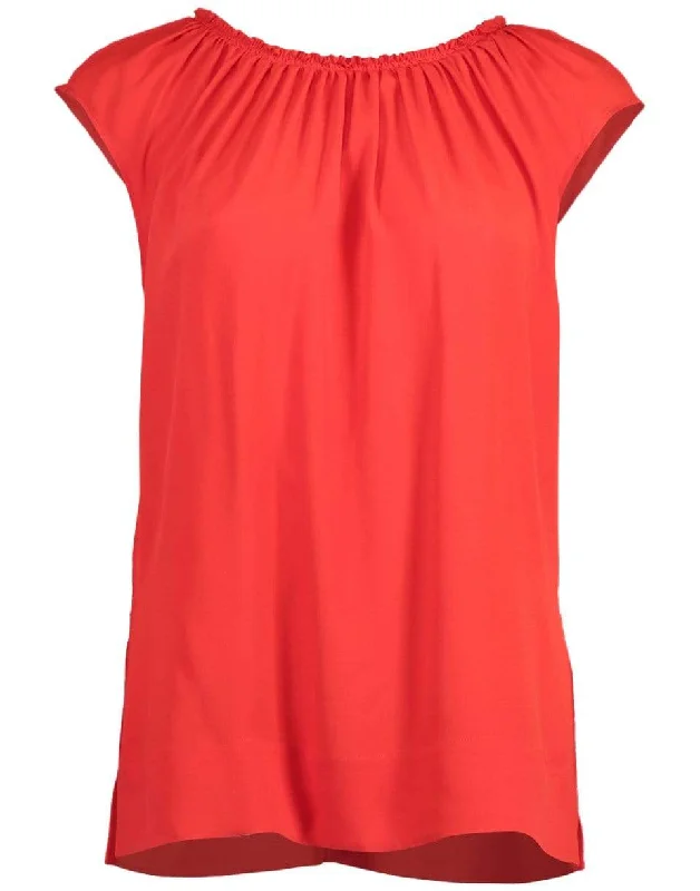 Hot Red Ruched Sleeveless TopShort sleeveless top