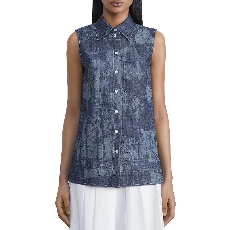 Lafayette 148 New York Womens Collar Sleeveless Button-Down TopTravel sleeveless tops