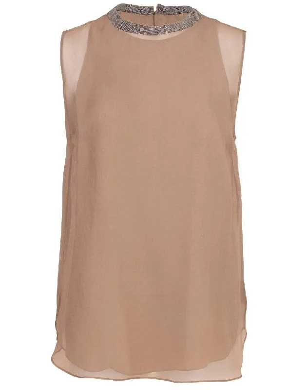 Organza Monili Collar Sleeveless TopSport sleeveless tops