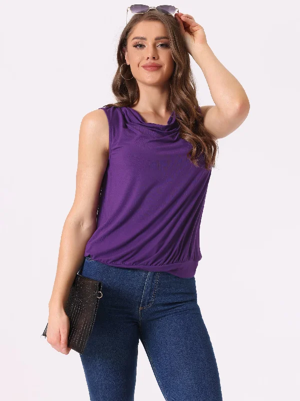 Sleeveless Tops Cowl Neck Lightweight Casual BlouseSleeveless vests