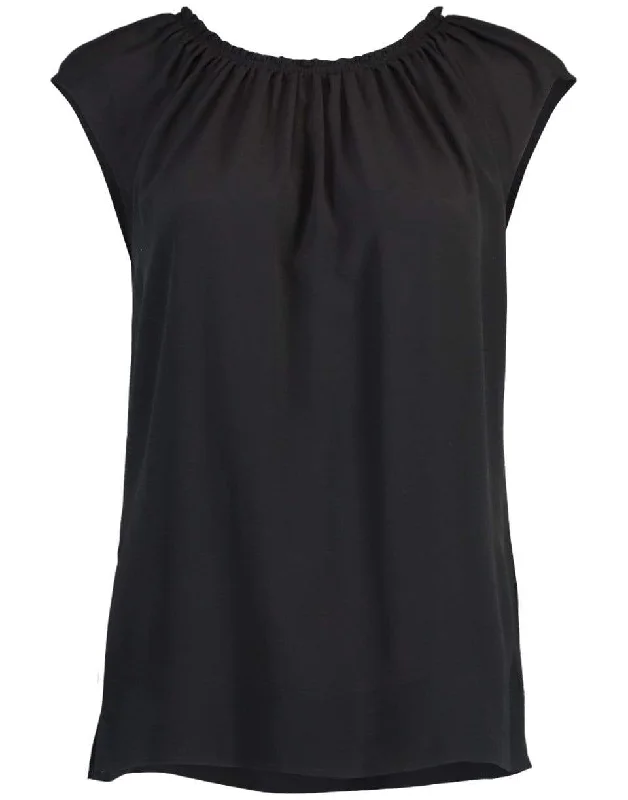 Ruched-Neck Sleeveless BlousePolyester sleeveless top