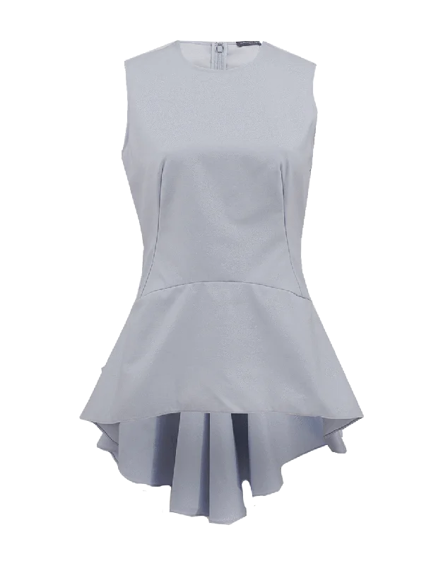 Sleeveless Back Zip Peplum TopPlush sleeveless tops