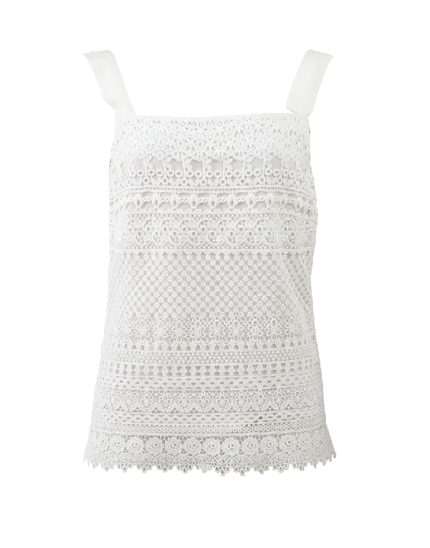 Sleeveless Banded Lace TopVintage sleeveless tops