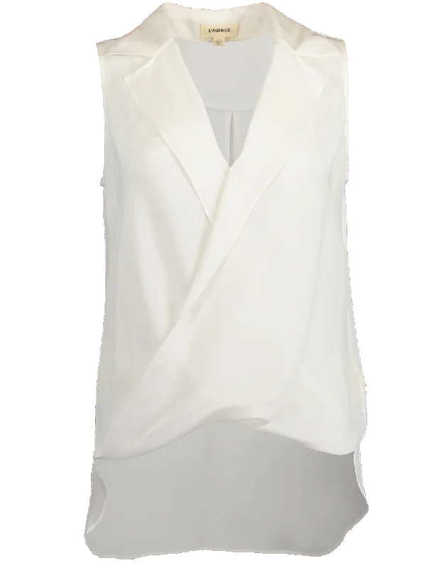 Sleeveless Draped BlouseStretch sleeveless top