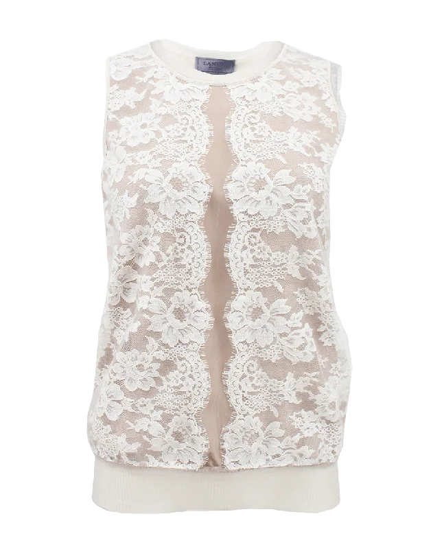 Sleeveless Lace ShellSummer sleeveless tops