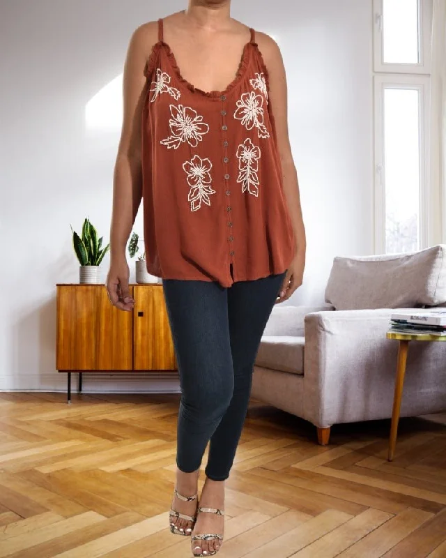 Sleeveless Rust TopOversize sleeveless top