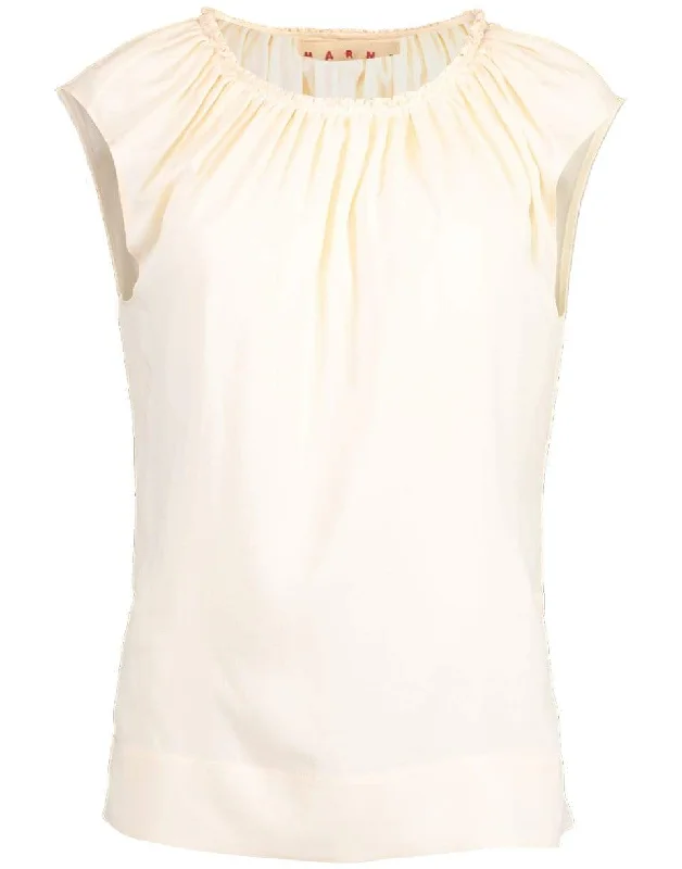 Snow Ruched-Neck Sleeveless BlouseStyle related