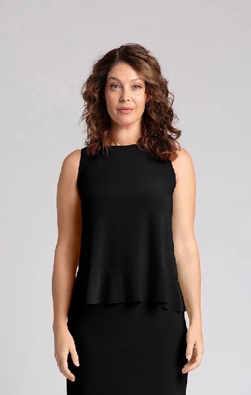 SYMPLI - SLEEVELESS PEPLUM TOPZipper sleeveless top