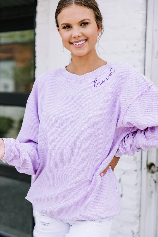 Bamboo Fiber SweatshirtsTravel Lilac Purple Graphic Corded Sweatshirt