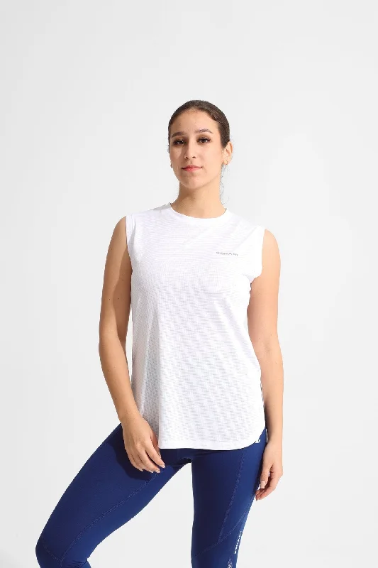 White LiteRun Sleeveless TeeSpliced ​​sleeveless tops