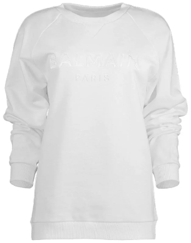 Pullover HoodiesWhite Satin Logo Sweatshirt