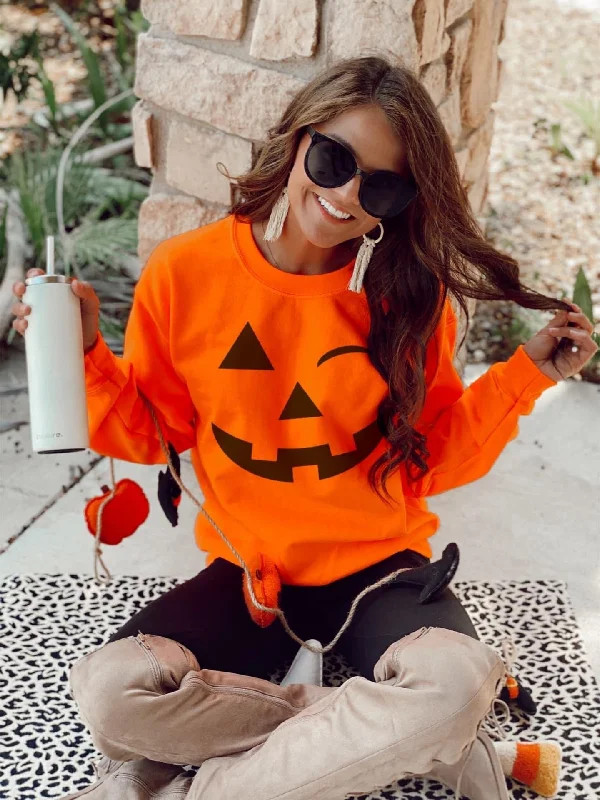 Distressed HoodiesWinky Pumpkin Sweatshirt